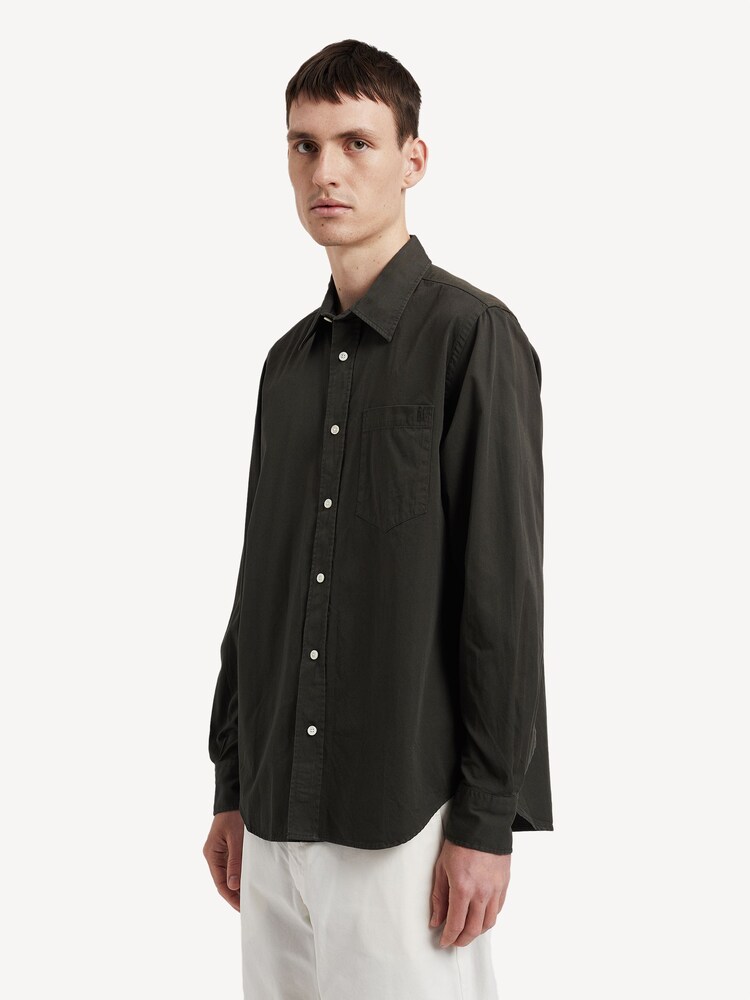 Norse Projects Green Relaxed Fit Algot Twill Long Sleeve Shirt - Image 2 of 6