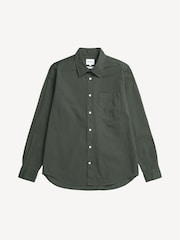 Norse Projects Green Relaxed Fit Algot Twill Long Sleeve Shirt - Image 3 of 6