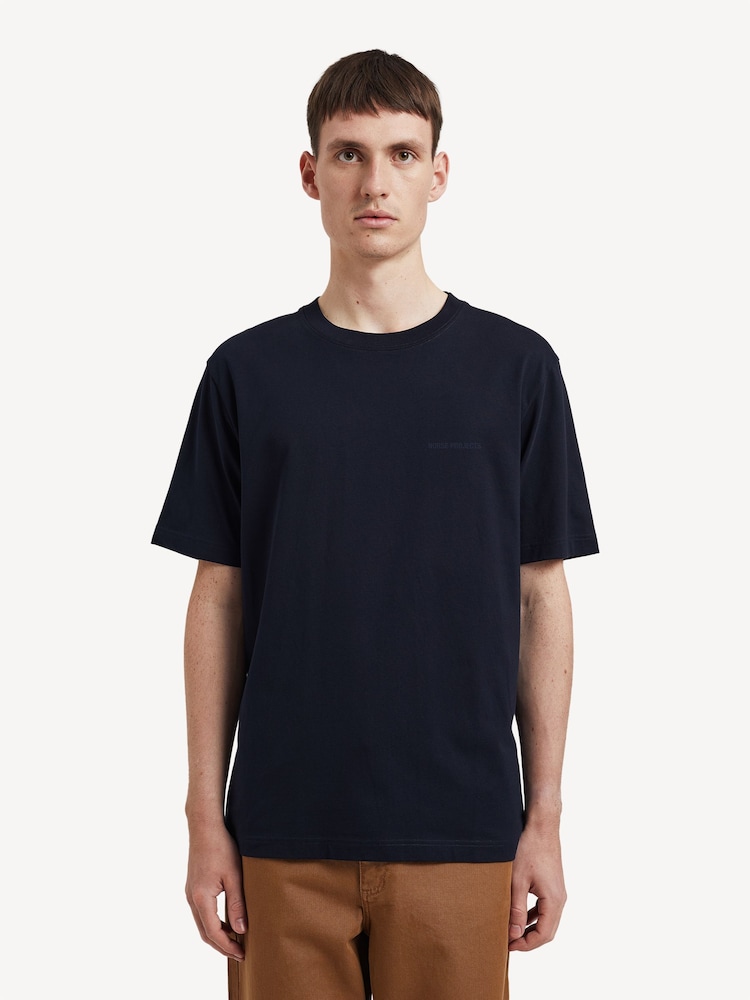 Norse Projects Navy Johannes Logo Print T-Shirt - Image 1 of 5