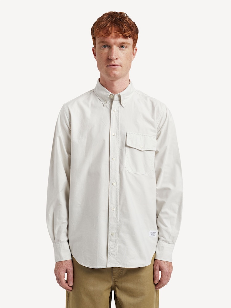 Norse Projects White Relaxed Fit  Algot Overdyed Long Sleeve Oxford Shirt - Image 1 of 6
