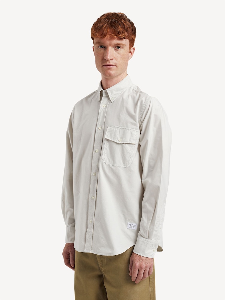 Norse Projects White Relaxed Fit  Algot Overdyed Long Sleeve Oxford Shirt - Image 2 of 6