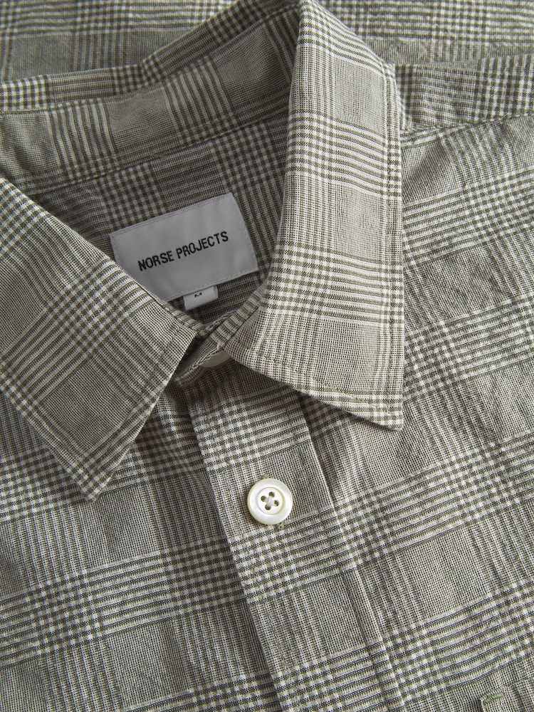Norse Projects Green Oversized Fit Mo Check Short Sleeve Shirt - Image 4 of 4