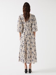 LK Bennett Cream Lois & Spring Viscose Blend Silk Viscose Print Full Sleeve Dress - Image 5 of 5