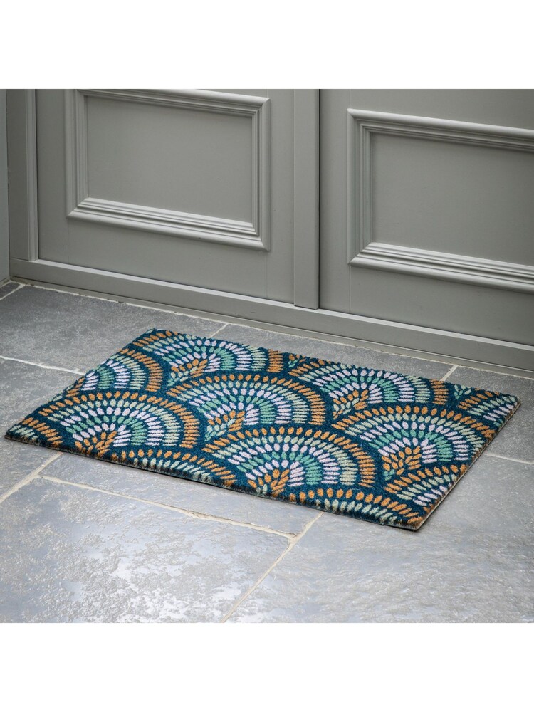 Gallery Home Blue Ikat Peacock Doormat - Image 1 of 5