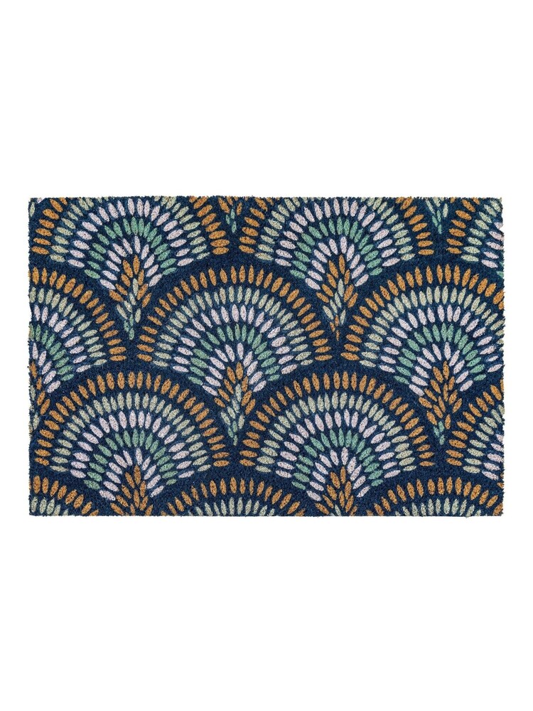 Gallery Home Blue Ikat Peacock Doormat - Image 2 of 5