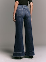 Dark Blue High Rise Stretch Wide Leg Jeans - Image 6 of 10