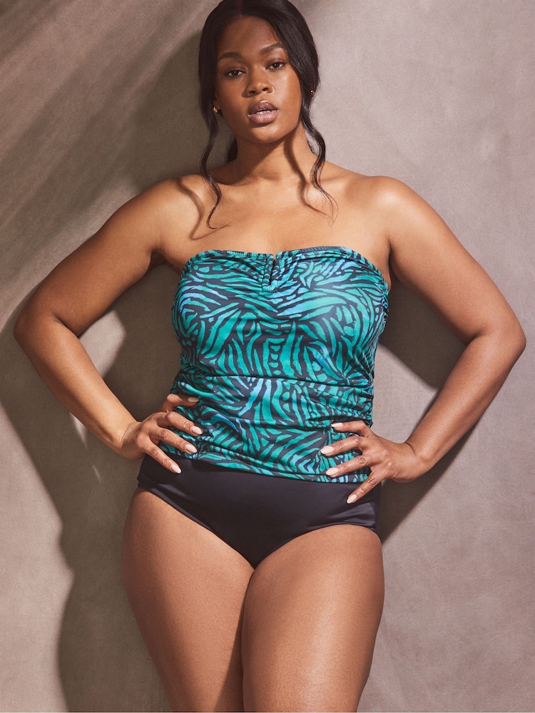 Live Unlimited Black Curve Abstract Print Tankini Bottoms - Image 2 of 4