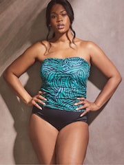 Live Unlimited Green Curve Abstract Print U Ring Tankini Top - Image 2 of 4