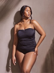 Live Unlimited Black Curve Abstract Print U Ring Tankini Top - Image 1 of 6