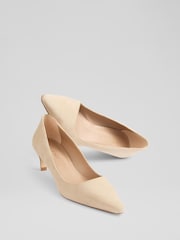 LK Bennett Ava Trench Suede Pointed Kitten Heel Courts - Imagem 3 de 4