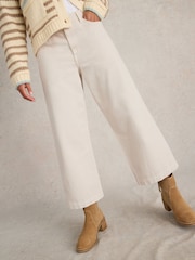 White Stuff Natural Tia Wide Leg Crop Jeans - Image 1 of 6