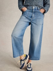 White Stuff Blue Tia Wide Leg Crop Jeans - Image 1 of 6