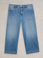 White Stuff Blue Tia Wide Leg Crop Jeans - Image 5 of 6
