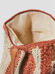 Monsoon Natural Lola Stripe Raffia Crochet Tote Bag - Image 3 of 4
