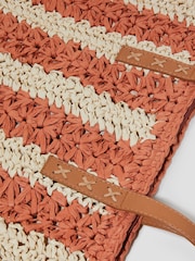 Monsoon Natural Lola Stripe Raffia Crochet Tote Bag - Image 4 of 4