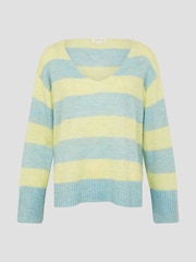 Monsoon Yellow Sable Stripe V-Neck Jumper - Image 5 of 5