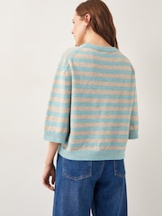 Monsoon Green Sammi Stripe Crop Sleeve Jumper - Image 3 of 5