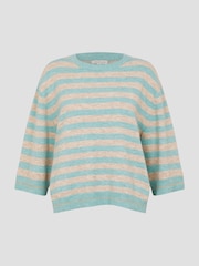 Monsoon Green Sammi Stripe Crop Sleeve Jumper - Image 5 of 5