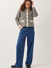 Monsoon Black Ness Woven Knit Cardigan - Image 1 of 6