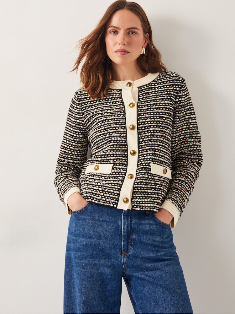 Monsoon Black Ness Woven Knit Cardigan - Image 2 of 6