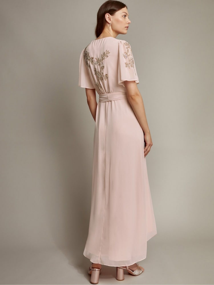 Monsoon Pink Sarah Embellished Wrap Dress - Image 3 of 5