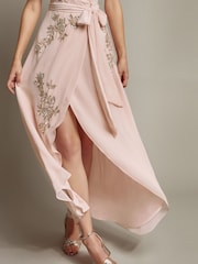 Monsoon Pink Sarah Embellished Wrap Dress - Image 4 of 5