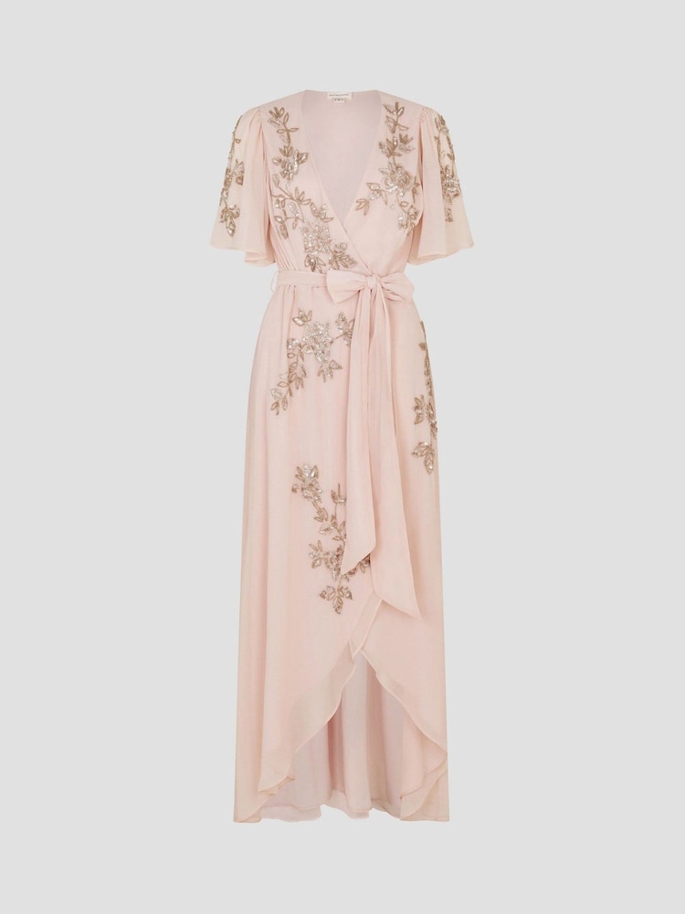 Monsoon Pink Sarah Embellished Wrap Dress - Image 5 of 5