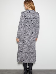 Monsoon Black Noiv Scallop Print Jersey Midi 100% Cotton Dress - Image 3 of 5