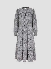 Monsoon Black Noiv Scallop Print Jersey Midi 100% Cotton Dress - Image 5 of 5