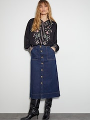 Monsoon Black Sabrina Ornate Floral Print Shirt - Image 2 of 5