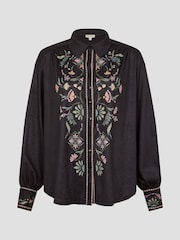 Monsoon Black Sabrina Ornate Floral Print Shirt - Image 5 of 5
