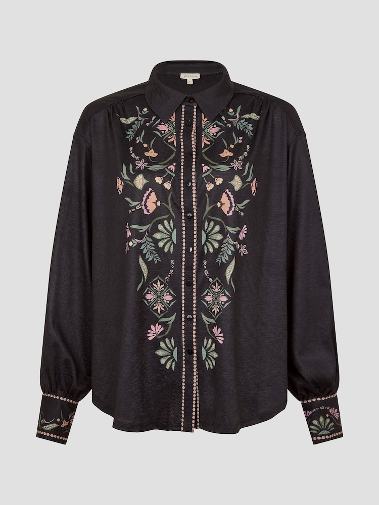Monsoon Black Sabrina Ornate Floral Print Shirt - Image 5 of 5