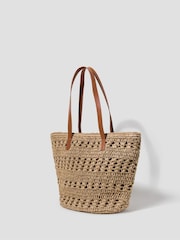 Monsoon Amber Raffia Crochet Tote Bag - Bild 1 von 4