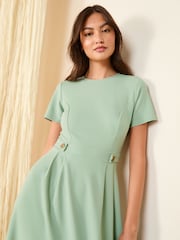 Friends Like These Green Tab Detail Short Sleeve Midi Tailored Dress - Image 2 of 4