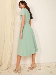 Friends Like These Green Tab Detail Short Sleeve Midi Tailored Dress - Image 4 of 4