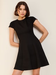 Friends Like These Black Structured Stretch Seam Detail Mini Dress - Image 1 of 5