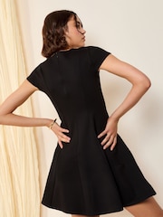 Friends Like These Black Structured Stretch Seam Detail Mini Dress - Image 5 of 5