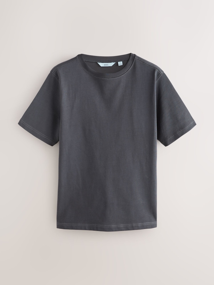 Blue/Ecru/Slate Grey Contrast Stitch Regular Fit Heavyweight T-Shirts 3 Pack - Image 2 of 9
