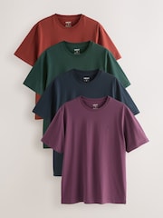 Purple / Navy Blue / Orange / Green Regular Fit T-Shirts 4 Pack - Image 1 of 11