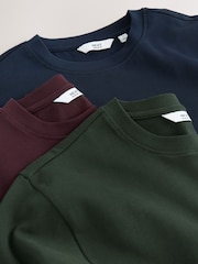 Navy Blue/Green/Burgundy Red Relaxed Fit Heavyweight T-Shirts 3 Pack - Image 6 of 6