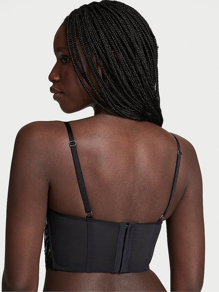Victoria's Secret Siren Black Sequin Embroidery Corset - Image 2 of 5
