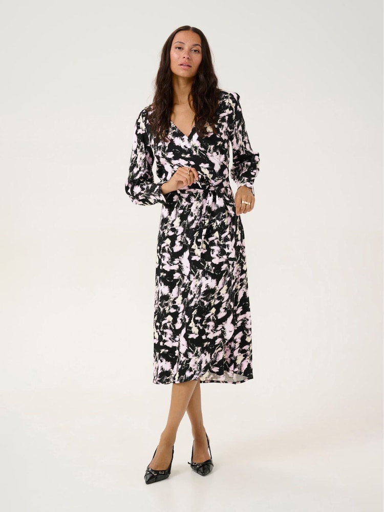 Kaffe KAlura Long Sleeve Black Dress - Image 1 of 4