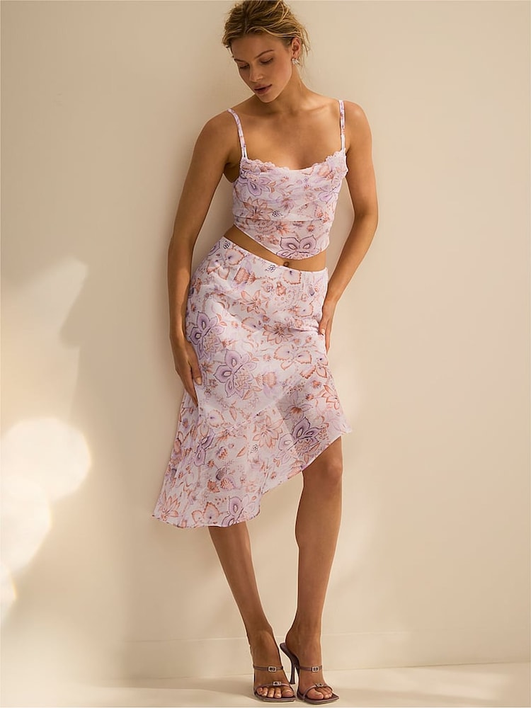 Victoria's Secret Delicate Violet Purple Blossom Chiffon Handkerchief Skirt - Image 3 of 3
