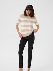 Kaffe Natural KAlizza Short Sleeve Stripe Pullover Jumper - Image 2 of 5