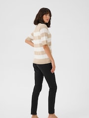 Kaffe Natural KAlizza Short Sleeve Stripe Pullover Jumper - Image 3 of 5