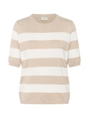 Kaffe Natural KAlizza Short Sleeve Stripe Pullover Jumper - Image 4 of 5