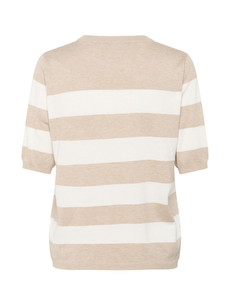 Kaffe Natural KAlizza Short Sleeve Stripe Pullover Jumper - Image 5 of 5