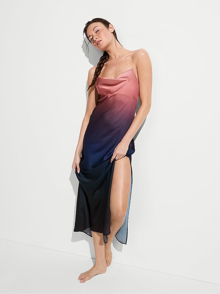 Victoria's Secret Blue Ombre Satin Maxi Dress - Image 1 of 2