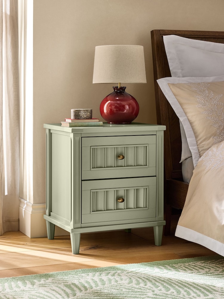 Nina Campbell Light Green Willis Bedside Table - Image 2 of 6