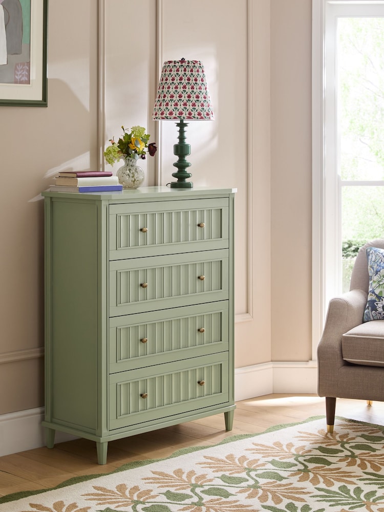 Nina Campbell Light Green Willis Tall Tall Chest of Drawers - Image 1 of 4
